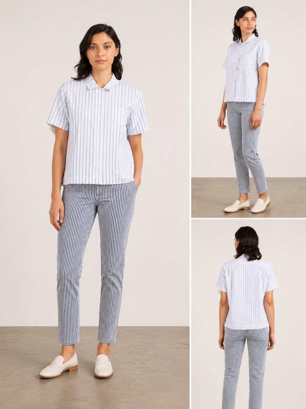 Alex Mill Cotton Linen Stripe Shirt L Quiet Luxury Minimalist Button Up